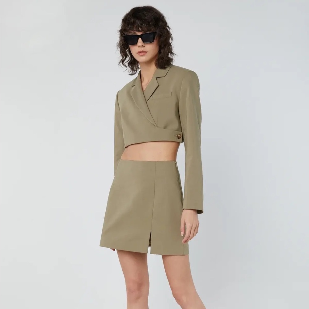 OAK + FORT Cropped Blazer Skirt Set